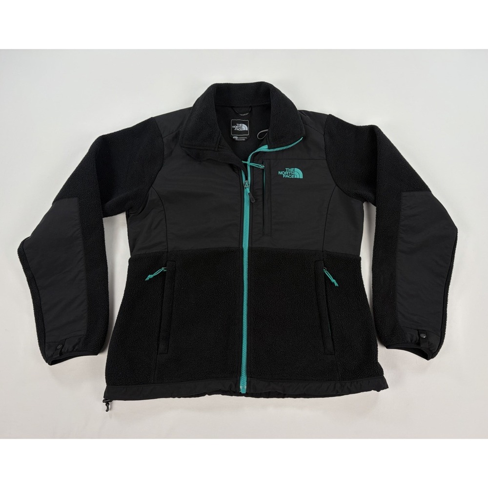 The North Face Full Zip Fleece Jacket Women's Medium Black Teal Polartec